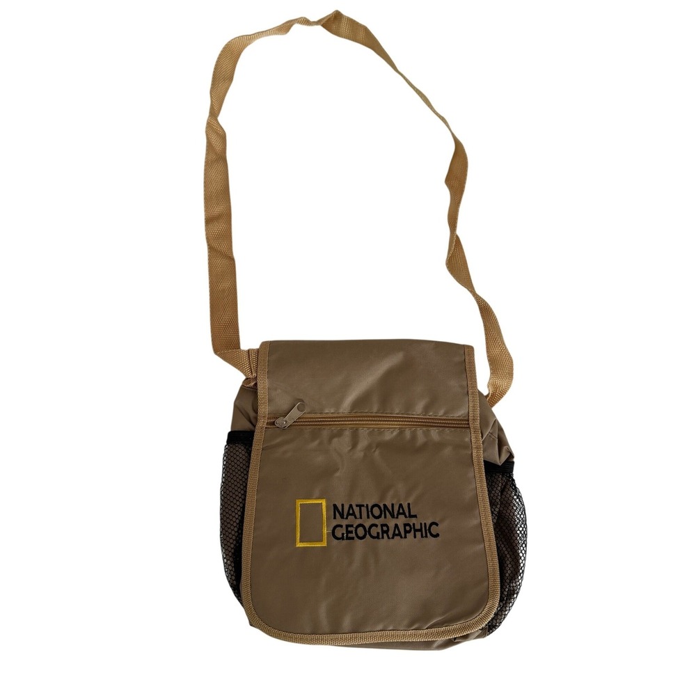 National Geographic Tan Khaki Crossbody Messenger Bag Nylon Travel Utility Pouch